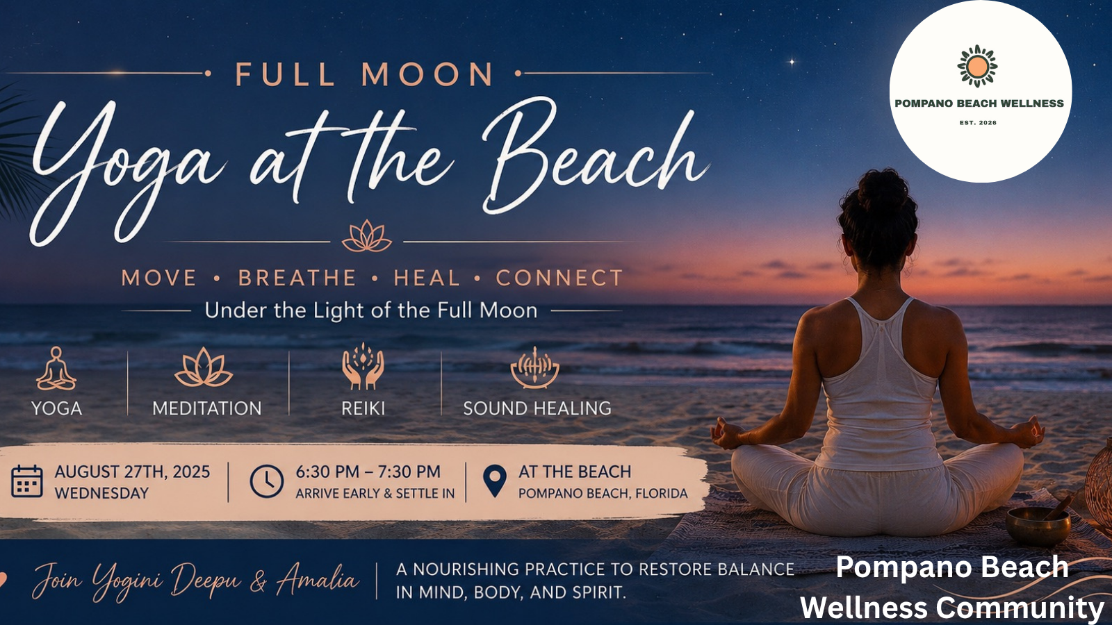 Full Moon Beach Yoga Event — fitness in Pompano Beach, Florida