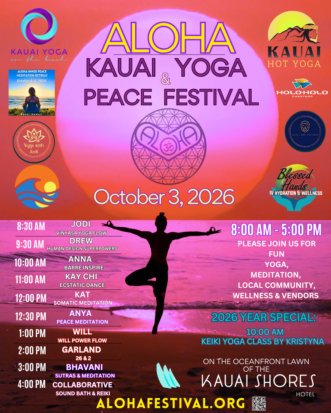 9th Annual ALOHA Kauai Yoga & Peace Festiva; — fitness in Kapaa, Hawaii